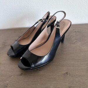 Black Kelly & Katie Patent Leather Slingback Heels 8.5